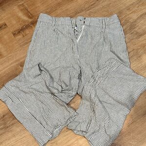 *NWOT* Old Navy Linen Blend Striped Charcoal and White Pants